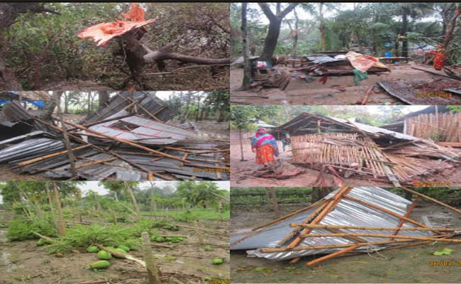 বাঘারপাড়ায় শিলাবৃষ্টিতে বাড়িঘর ও ফসলের ব্যাপক ক্ষয়-ক্ষতি