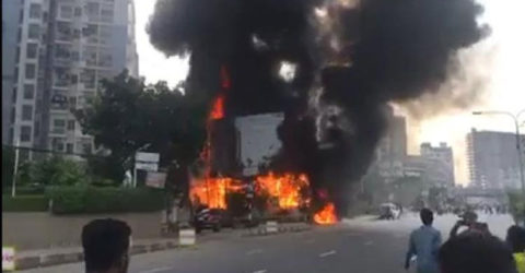 কল্যাণপুরে পেট্রোল পাম্পে ভয়াবহ আগুন