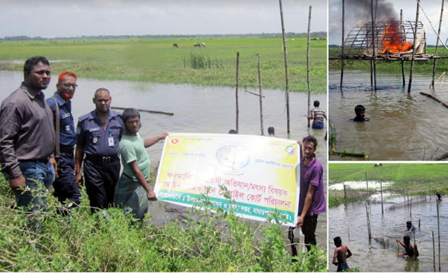 বাঘারপাড়ায় মৎস্য সপ্তাহ উপলক্ষে অবৈধ নেটপাটা উচ্ছেদ অভিযান